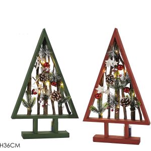 Χριστουγεννιάτικη Διακόσμηση Με Φως, Κλαδιά Και Κώνους 36cm Σε 2 Σχέδια