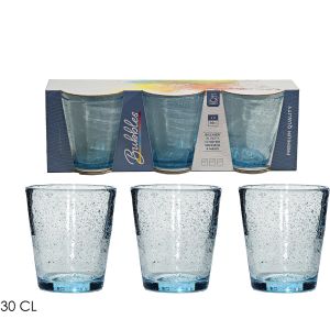 Ποτήρια Γαλάζιο/Γυαλί 30cl 3Τμχ