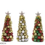 Χριστουγεννιάτικο Δεντράκι Με Μπάλες Και Αστέρι 30cm Σε 3 Σχέδια