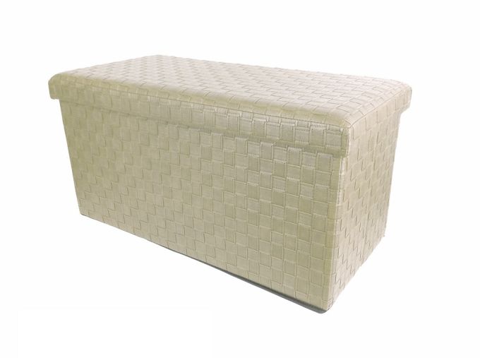 Σκαμπό Με Αποθηκευτικό Χώρο Μπεζ Δέρμα 76x38x38cm