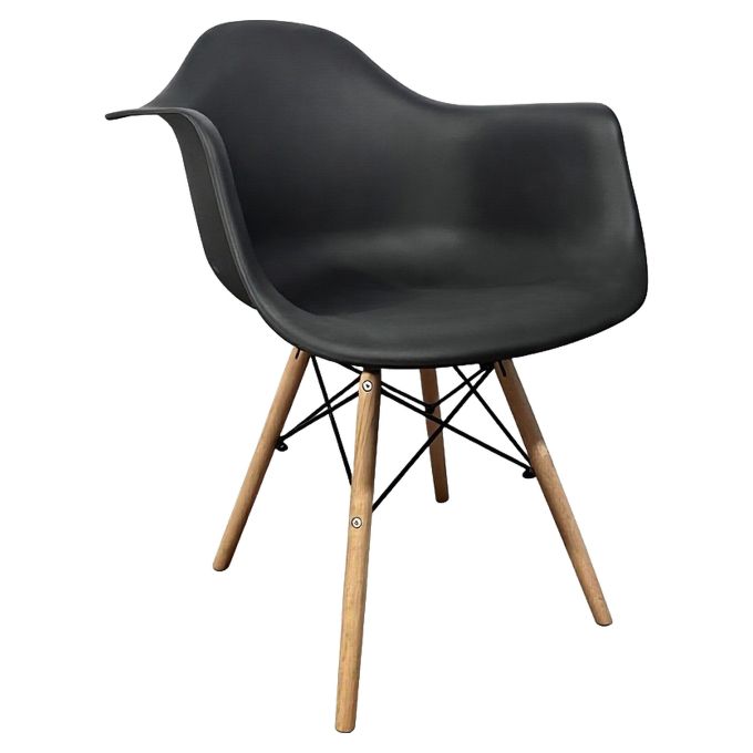 Καρέκλα ArteLibre ECLORA Μαύρο/Φυσικό PP/Ξύλο/Μέταλλο 63x58x78cm