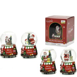 Χριστουγεννιάτικο Καρουζέλ Με Γυάλινη Σφαίρα Και Άγιο Βασίλη 16cm