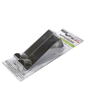 Κρεμάστρα Πόρτας Ασημί Χρώμιο 13x2.5x6.5cm Σετ 2Τμχ