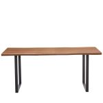Τραπέζι Τραπεζαρίας ArteLibre AEMON Σκούρο Ακακία/Μαύρο Μέταλλο/Μοριοσανίδα 180x90x75cm