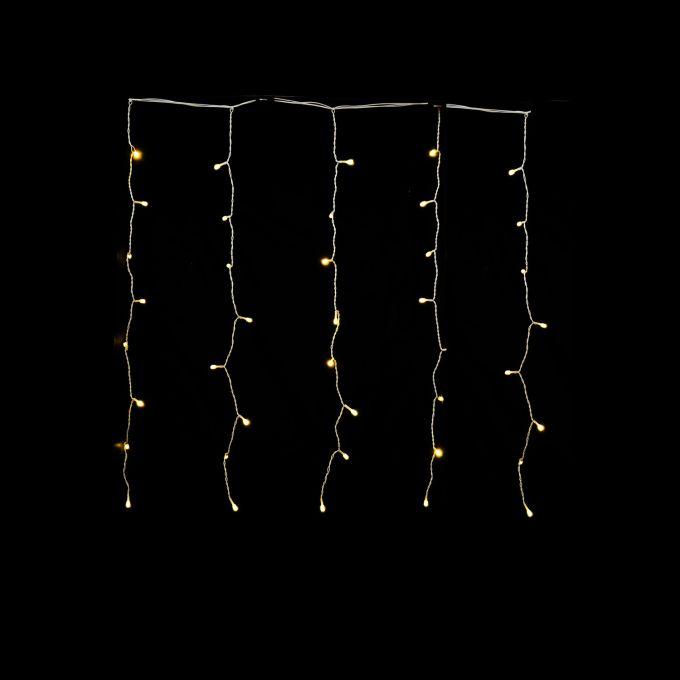 120 LED Κουρτίνα Εξωτερικού Χώρου Θερμό Λευκό Φως Διάφανο Καλώδιο 1x3m