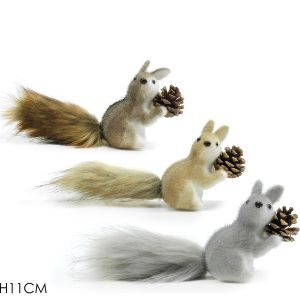 Χριστουγεννιάτικος Σκίουρος Με Κουκουνάρι 11cm Σε 3 Σχέδια