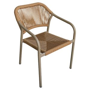 Πολυθρόνα Κήπου ArteLibre MOOREA Μπεζ/Φυσικό Αλουμίνιο/Rattan 58x56x79cm