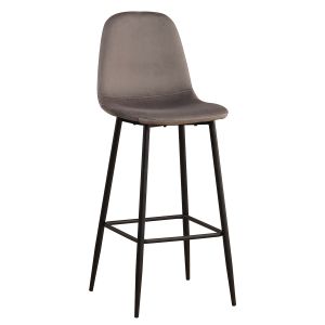 Σκαμπό Bar ArteLibre LOITER Γκρι Βελούδο/Μέταλλο/Ξύλο 40x48x107cm
