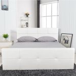 Κρεβάτι ArteLibre ANEMONE Λευκό PU Με Αποθηκευτικό Χώρο 217.5x170.5x100cm (Στρώμα 160x200cm)
