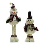 Χριστουγεννιάτικο Χιονάνθρωπος Με Εκτεινόμενα Πόδια 59/73cm Σε 2 Σχέδια