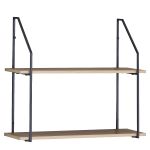 Ραφιέρα Τοίχου ArteLibre OLVAN Δρυς/Μαύρο MDF/Μέταλλο 65x20x52cm
