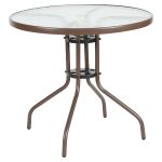 Τραπέζι Κήπου ArteLibre EARTH Καφέ Μέταλλο/Γυαλί Φ80x70cm