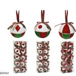 Χριστουγεννιάτικη Μπάλα 60mm Σετ 10Τμχ Σε 3 Σχέδια