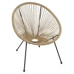 Πολυθρόνα Κήπου ArteLibre SATURN Φυσικό/Μαύρο Μέταλλο/Rattan 72x78x89cm