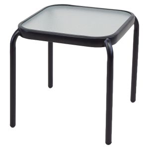 Τραπέζι Κήπου ArteLibre VEGA Μαύρο Μέταλλο/Γυαλί 40x40x43cm