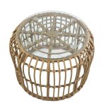 Τραπεζάκι Κήπου ArteLibre ALBIUS Φυσικό Rattan/Μέταλλο/Γυαλί Φ50x35cm