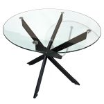 Τραπέζι Τραπεζαρίας ArteLibre GLAZERA Μαύρο/Διάφανο Γυαλί/Μέταλλο Φ90x75cm