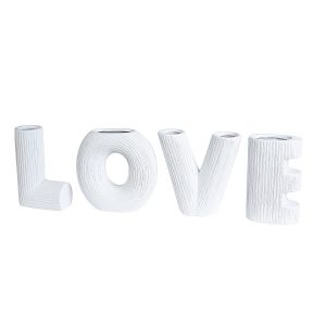Βάζο ArteLibre 'LOVE' Λευκό Κεραμικό Υ15cm Σετ 4Τμχ