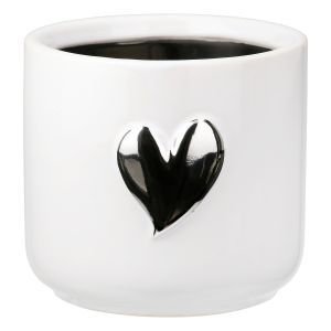 Planter Heart Motif Κεραμικό Λευκό D8X9Cm D8X9Cm