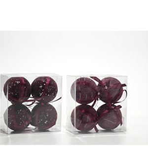 Χριστουγεννιάτικη Μπάλα Μπορντό 10cm 4Τμχ Σε 2 Σχέδια