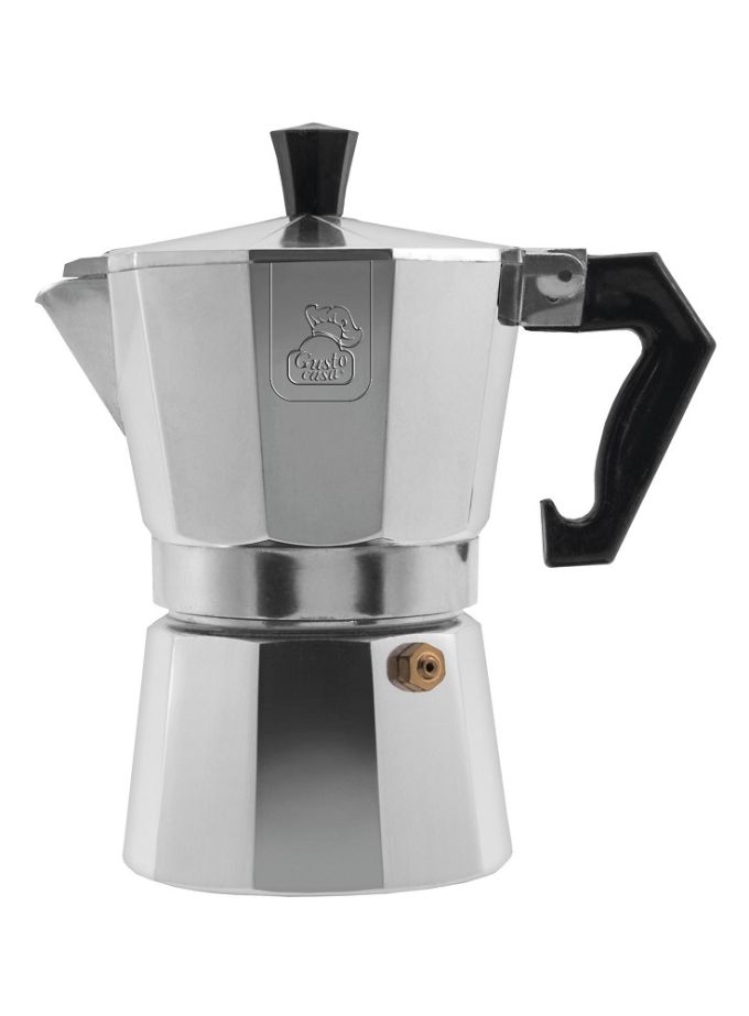 Καφετιέρα Espresso 2 Φλυτζανιών Με Λαβή Βακελίτη Ασημί/Μαύρο Αλουμίνιο
