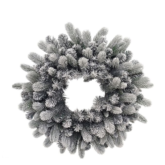 Χριστουγεννιάτικο Χιονισμένο Στεφάνι PE/PVC Με 135 Κλαδιά Φ60cm