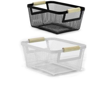 Καλάθι ArteLibre Μαύρο/Λευκό Μέταλλο/Ξύλο 26x11x17.5cm Σε 2 Χρώματα
