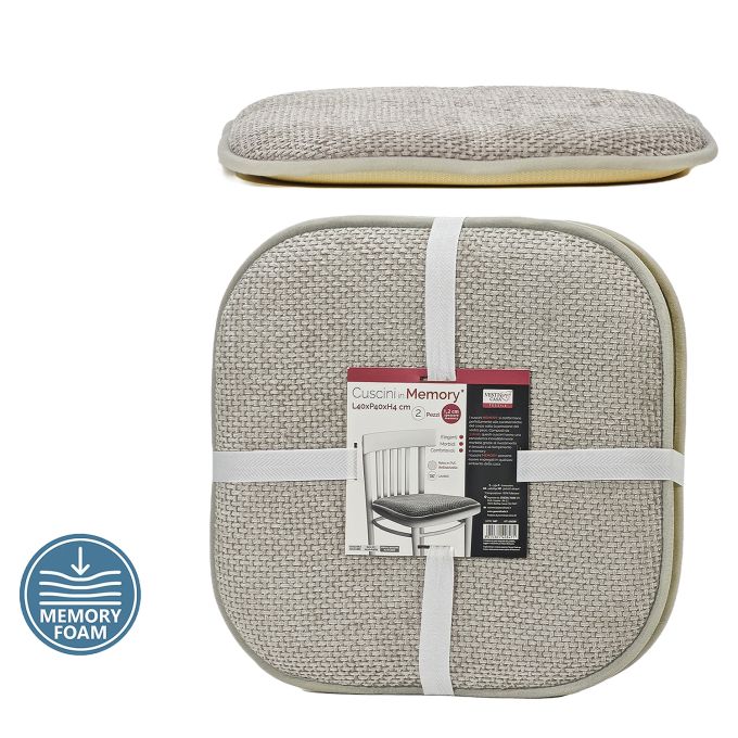 Μαξιλάρι Καρέκλας Memory Foam Ανοιχτό Γκρι 40x40cm Σετ 2Τμχ