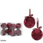 Χριστουγεννιάτικη Μπάλα Μπορντό 10cm 4Τμχ Σε 2 Σχέδια