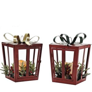 Χριστουγεννιάτικο Φανάρι Με Κερί 28cm Σε 2 Σχέδια