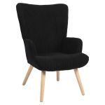 Πολυθρόνα ArteLibre LIRA Μαύρο Ύφασμα Κοτλέ/Ξύλο 94.5x64x70.5cm