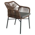 Πολυθρόνα Κήπου ArteLibre MAURITIUS Μαύρο/Φυσικό Αλουμίνιο/Rattan 57x65x84cm