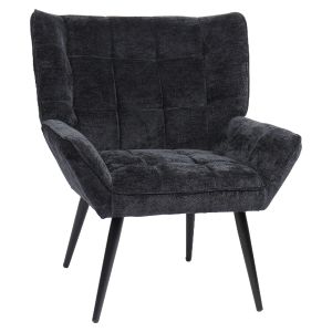 Πολυθρόνα ArteLibre TIVA Μαύρο Ύφασμα Σενίλ/Μέταλλο 84x78x77cm