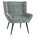 Πολυθρόνα ArteLibre TIVA Πράσινο Ύφασμα Σενίλ/Μέταλλο 84x78x77cm