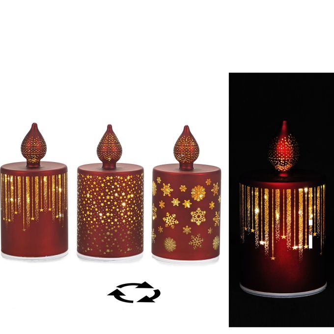 Χριστουγεννιάτικο Κερί Με Φως Και Κίνηση Κόκκινο 17.5cm Σε 3 Σχέδια