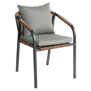 Πολυθρόνα Κήπου ArteLibre CURACAO Μαύρο/Φυσικό Αλουμίνιο/Rattan 57x60x84cm