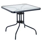 Τραπέζι Κήπου ArteLibre MARS Μαύρο Μέταλλο/Γυαλί 80x80x70cm