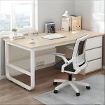 Γραφείο ArteLibre MERGELLUS Sonoma/Λευκό MDF/Μέταλλο 120x50x74cm