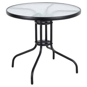 Τραπέζι Κήπου ArteLibre EARTH Μαύρο Μέταλλο/Γυαλί Φ80x70cm