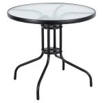 Τραπέζι Κήπου ArteLibre EARTH Μαύρο Μέταλλο/Γυαλί Φ80x70cm