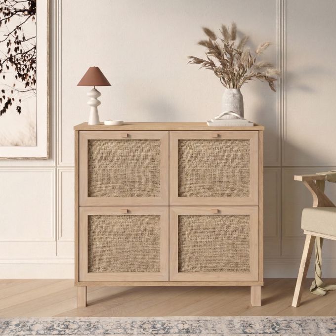 Κονσόλα ArteLibre AESIR Φυσικό Μοριοσανίδα/Rattan 90x35x85.2cm