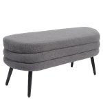 Παγκάκι Ottoman ArteLibre TONDO Γκρι Ύφασμα Teddy/Μέταλλο 42x112x44cm