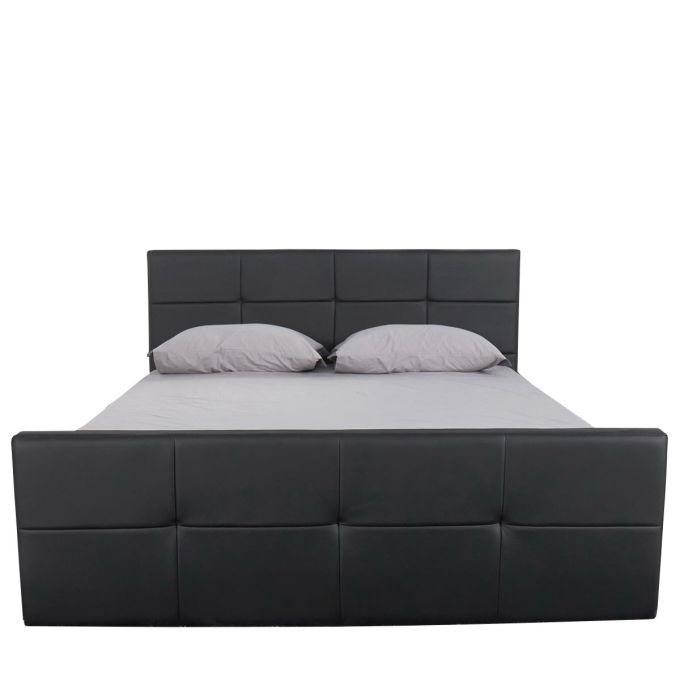Κρεβάτι ArteLibre ANEMONE Μαύρο PU Με Αποθηκευτικό Χώρο 217.5x170.5x100cm(Στρώμα 160x200cm)