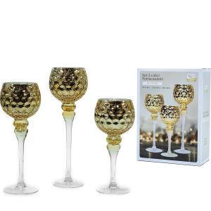 Χριστουγεννιάτικο Σετ Κηροπήγια Χρυσό 30/35/40cm