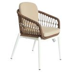 Πολυθρόνα Κήπου ArteLibre ZANZIBAR Λευκό/Φυσικό Αλουμίνιο/Rattan 61x65x82cm