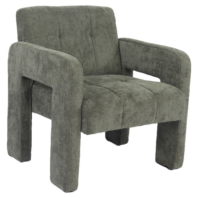 Πολυθρόνα ArteLibre VELORA Πράσινο Ύφασμα/Ξύλο 75x68x69cm