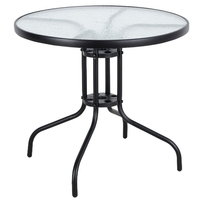 Τραπέζι Κήπου ArteLibre EARTH Μαύρο Μέταλλο/Γυαλί Φ80x70cm