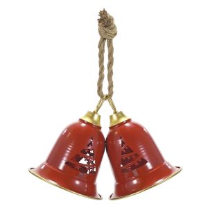 Χριστουγεννιάτικο Κρεμαστό Διακοσμητικό 2 Καμπάνες Κόκκινο 19cm