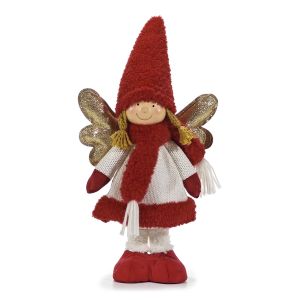 Χριστουγεννιάτικος Άγγελος Όρθιος Κόκκινο 42cm Σε 2 Σχέδια
