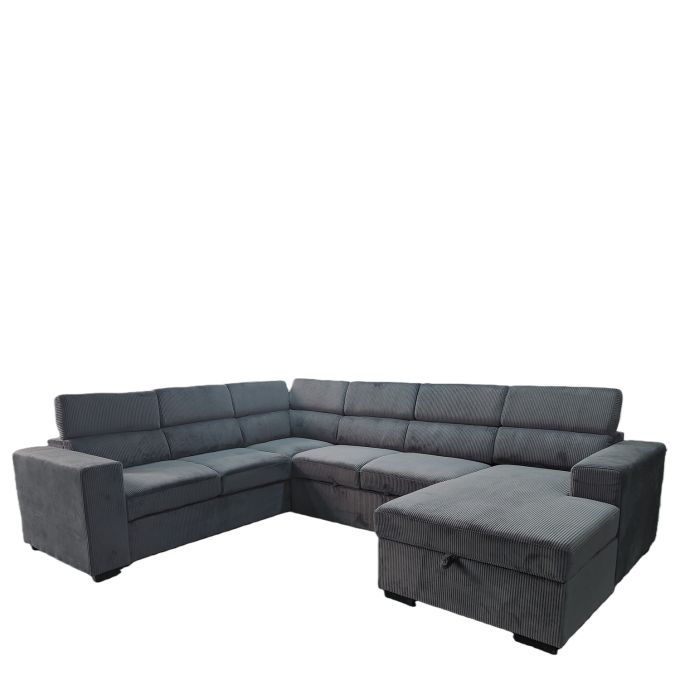 Καναπές Γωνιακός ArteLibre AVELON Γκρι Σκούρο Ύφασμα/Ξύλο 249x312x82cm